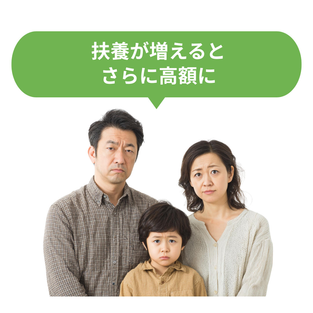扶養が増えるとさらに保険料が高額になることを悩む家族の画像